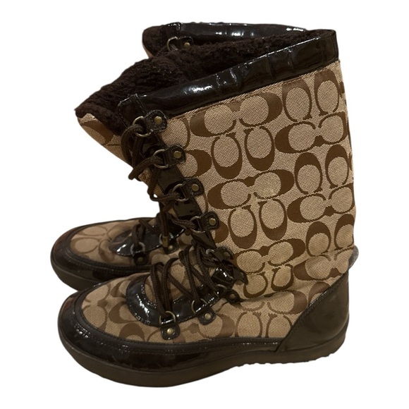 COACH Brown Patterned Winter Boots - Picture 2 of 4